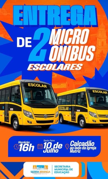 Prefeitura de Serra Branca entrega mais dois micro-ônibus escolares e amplia investimentos no transporte estudantil