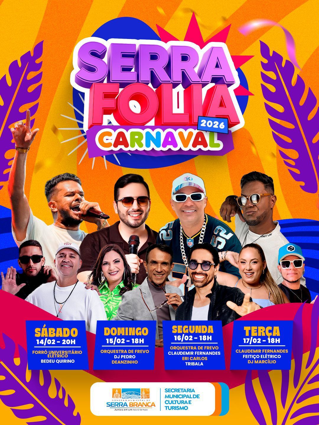 Prefeitura de Serra Branca anuncia programação oficial do Carnaval 2026