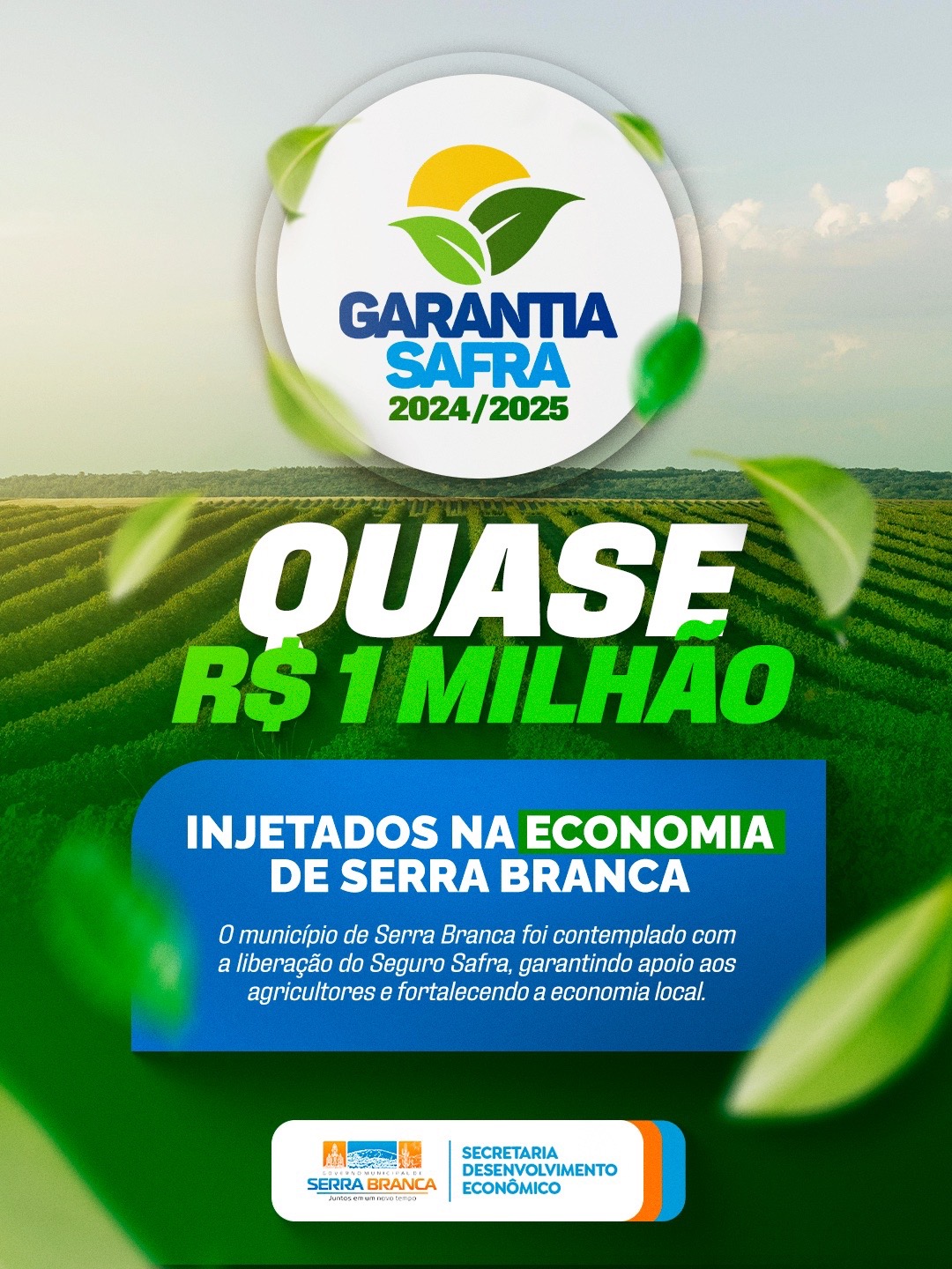 Pagamento do Garantia Safra é liberado e beneficia 818 agricultores de Serra Branca